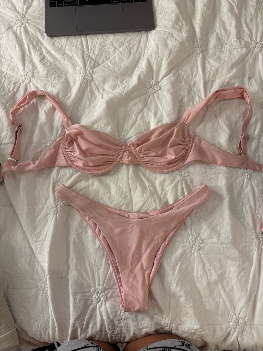 princess polly Blush Pink Satin Bikini Set - Two Piece Swim - Picture 1 of 1